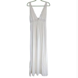 Vintage DIANE VON FURSTENBERG DVF Nightgown M Long White Lace